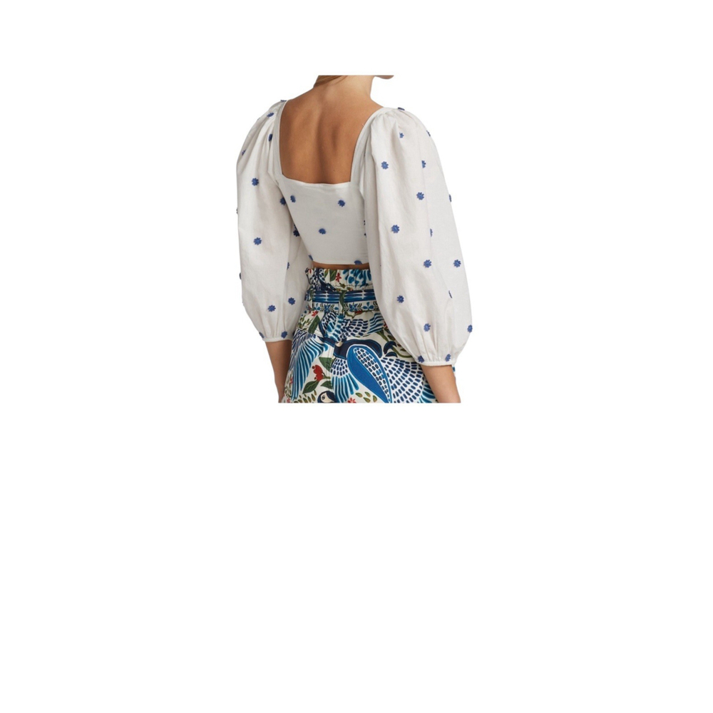Farm Rio crop embroidered floral top With Tie On Front Size Medium - Picture 7 of 12